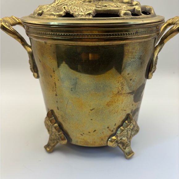 Ornate Gold Decorative Container with Handles - Picture 4 of 10